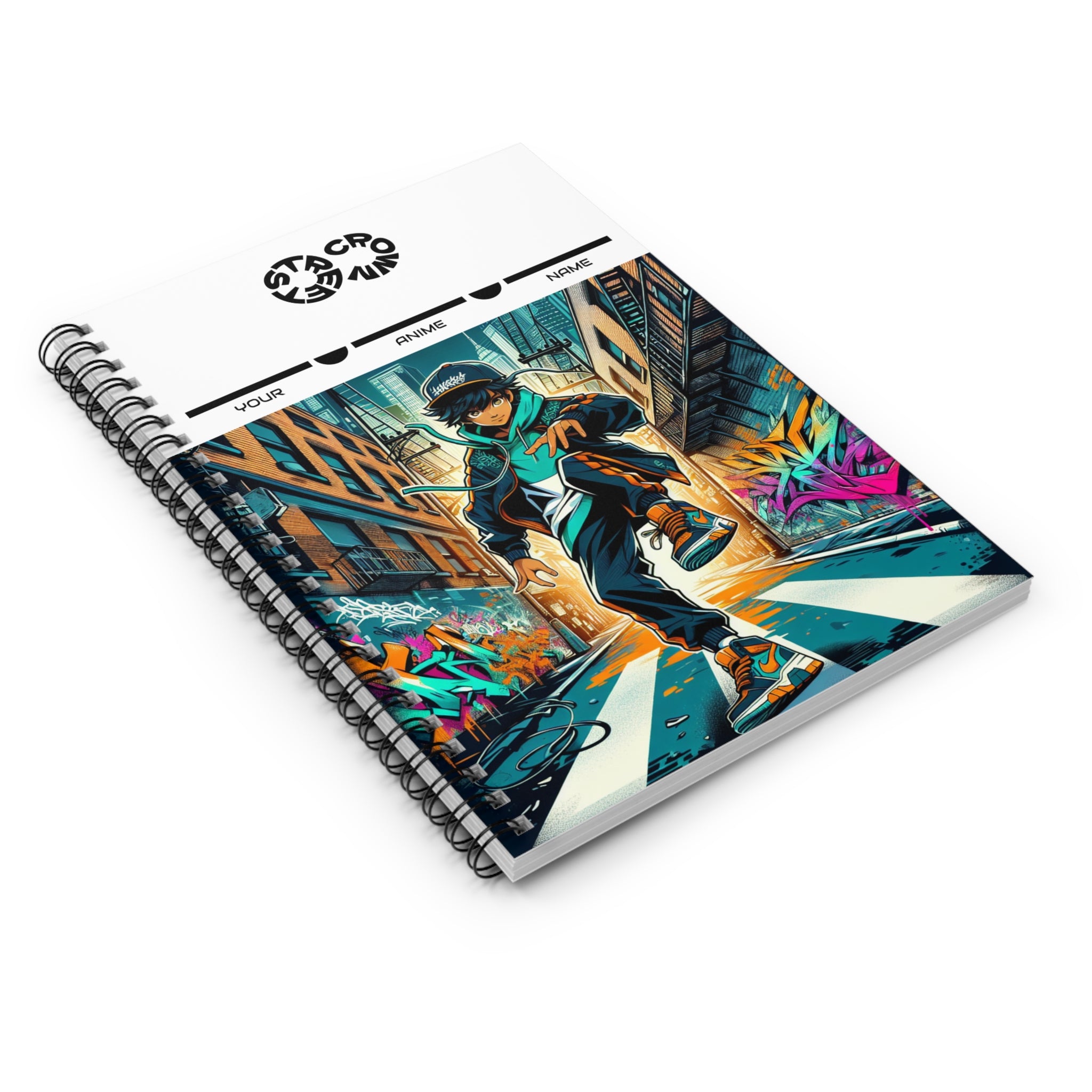 Street Crown Anime-Inspired Spiral Notebook - Customizable Cover, Perfect for Students, Artists, Journaling, Sketching, Gift for Anime Lovers