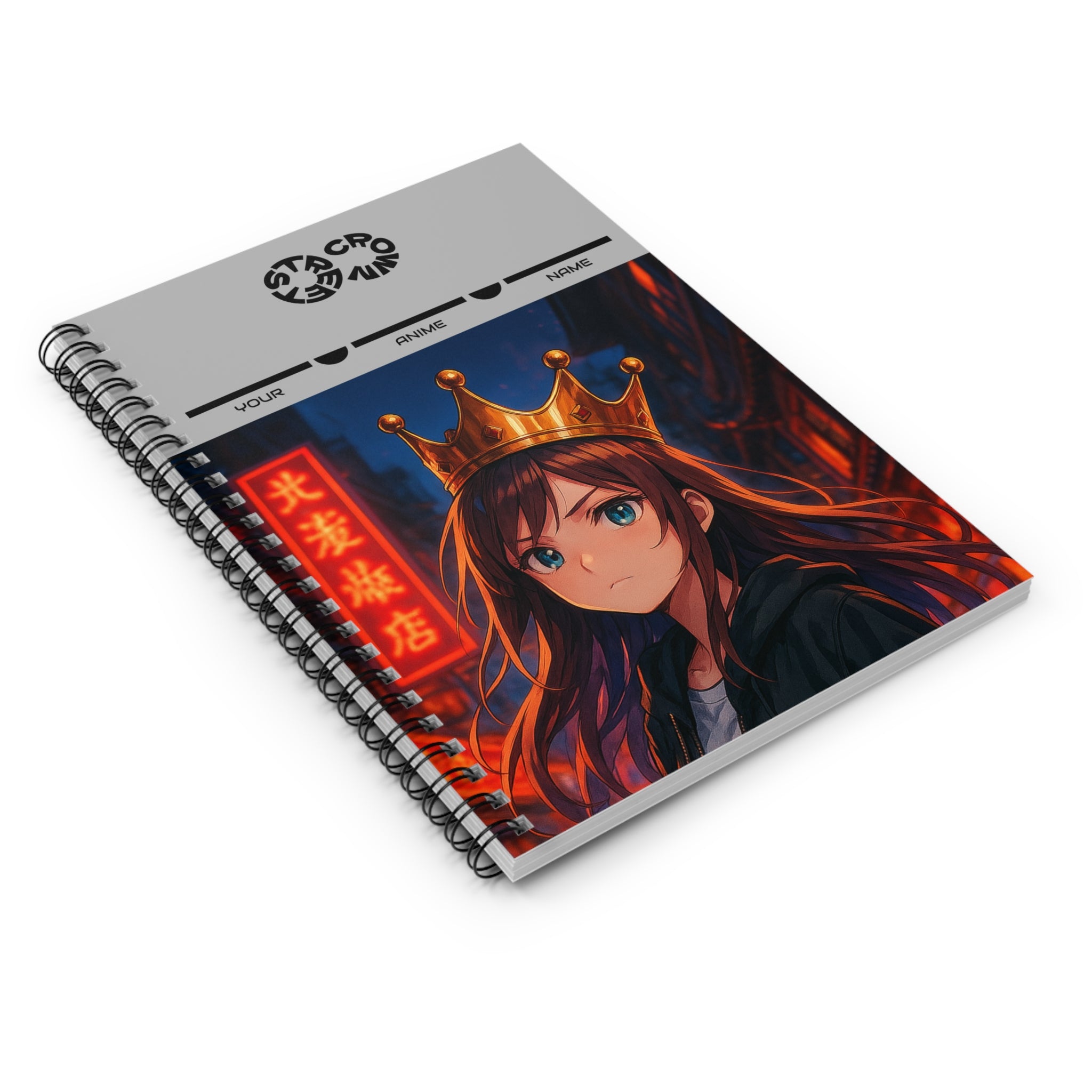 Street Crown Anime - Inspired Spiral Notebook - Customizable Cover, Perfect for Students, Artists, Journaling, Sketching, Gift for Anime Lovers