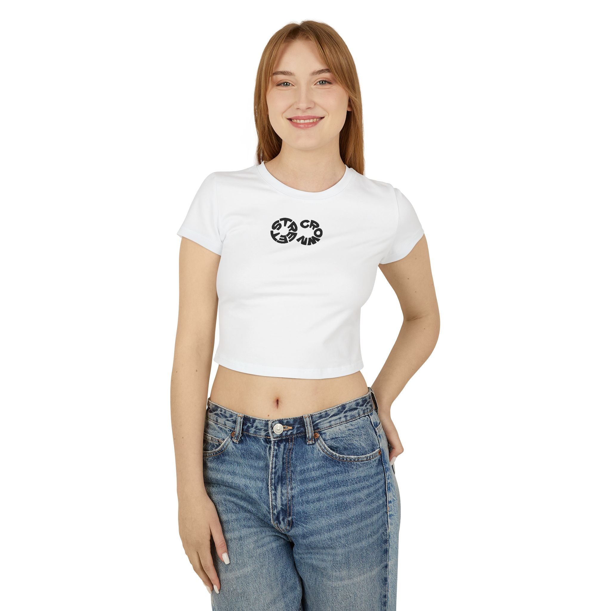Street Crown Chic Women's Baby Tee With Stylish Graphic Print, Cute Casual Top for Summer, Trendy Crop Tee, Perfect for Everyday Wear, Gift for Her