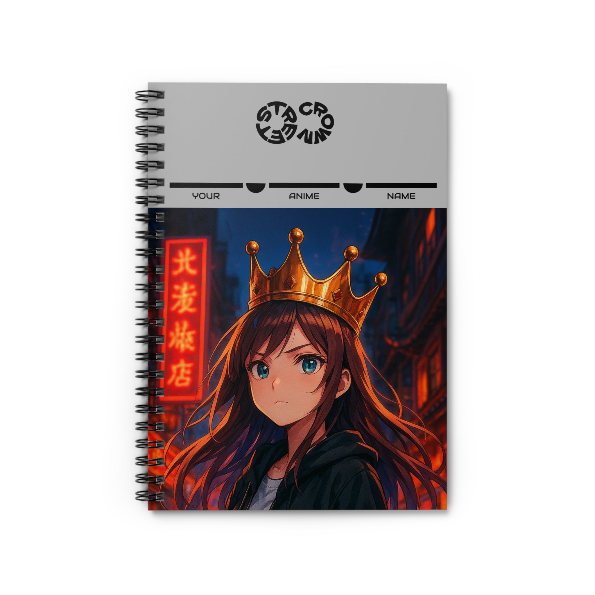 Street Crown Anime - Inspired Spiral Notebook - Customizable Cover, Perfect for Students, Artists, Journaling, Sketching, Gift for Anime Lovers