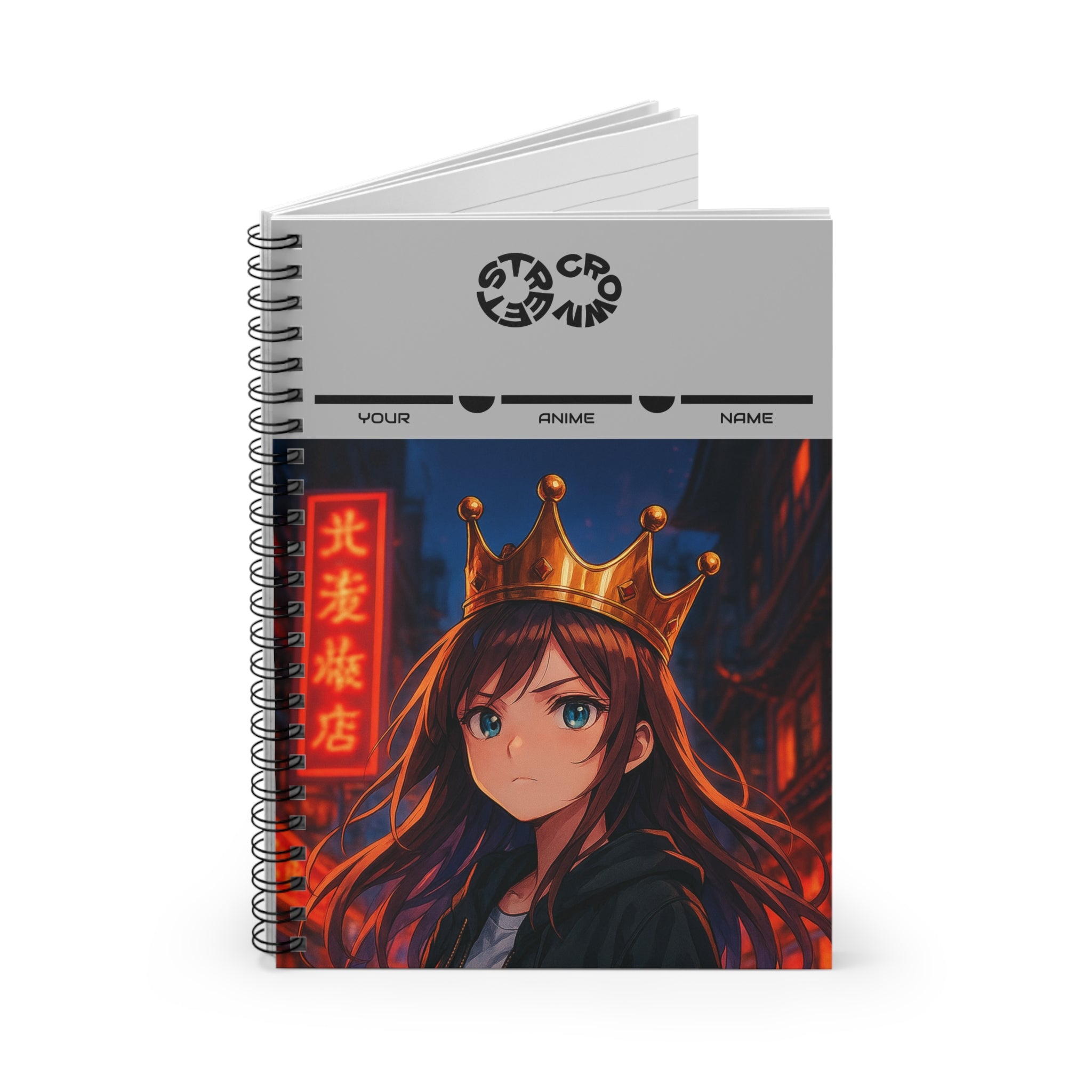 Street Crown Anime - Inspired Spiral Notebook - Customizable Cover, Perfect for Students, Artists, Journaling, Sketching, Gift for Anime Lovers