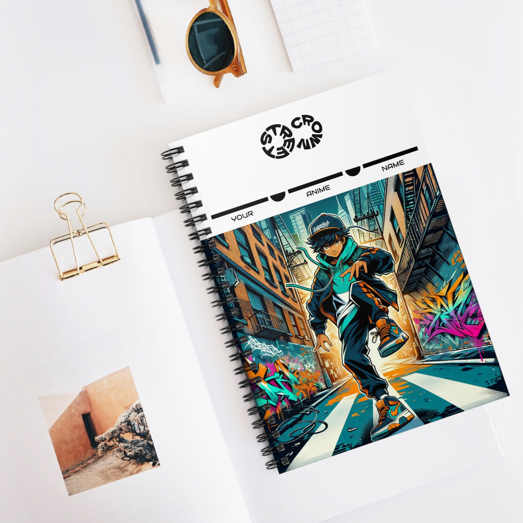 Street Crown Anime-Inspired Spiral Notebook - Customizable Cover, Perfect for Students, Artists, Journaling, Sketching, Gift for Anime Lovers