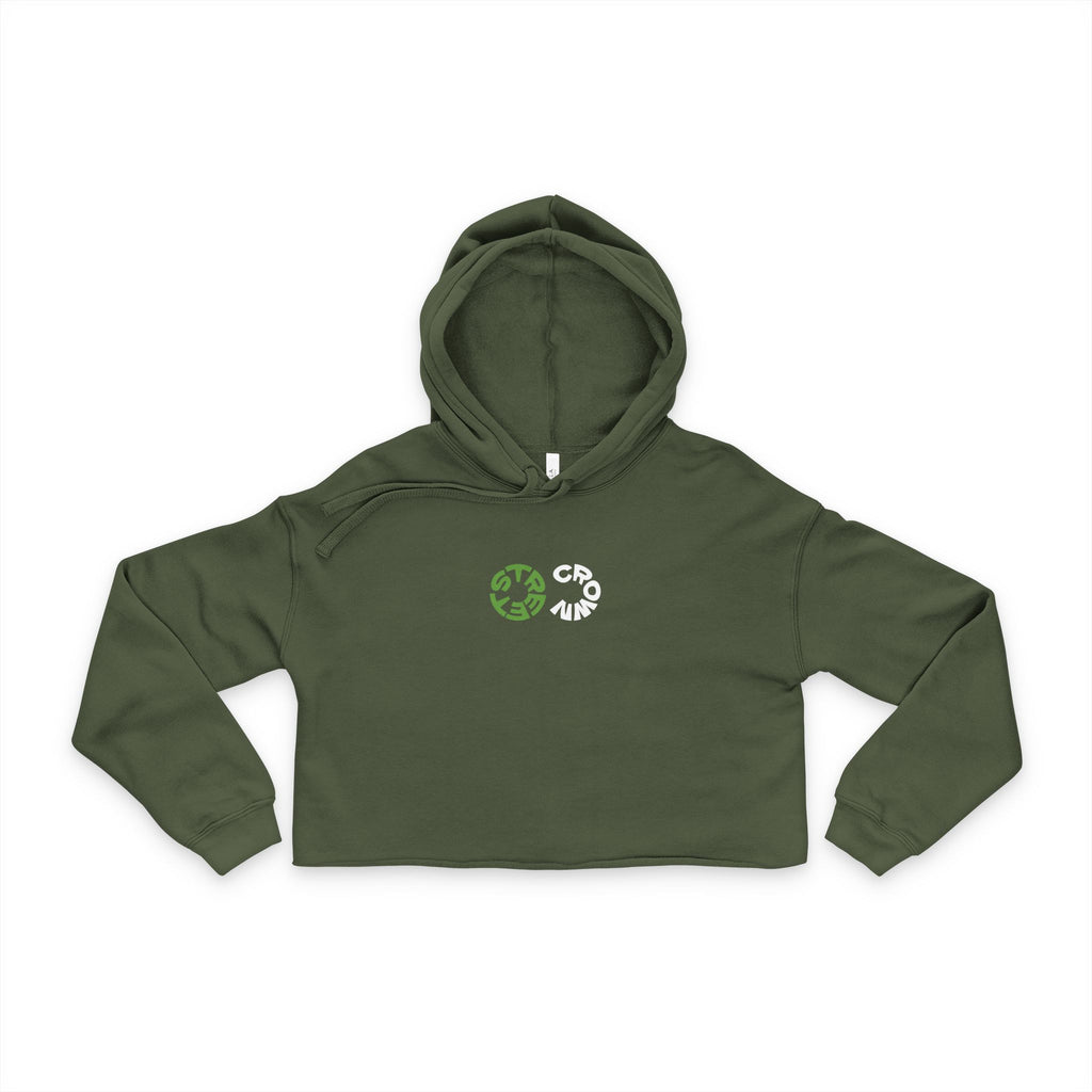 Street Crown Trendy Women's Cropped Hoodie with Unique Graphic Design | Casual Streetwear, Gift for Her, Fashion Forward, Spring Style, Cozy Layering